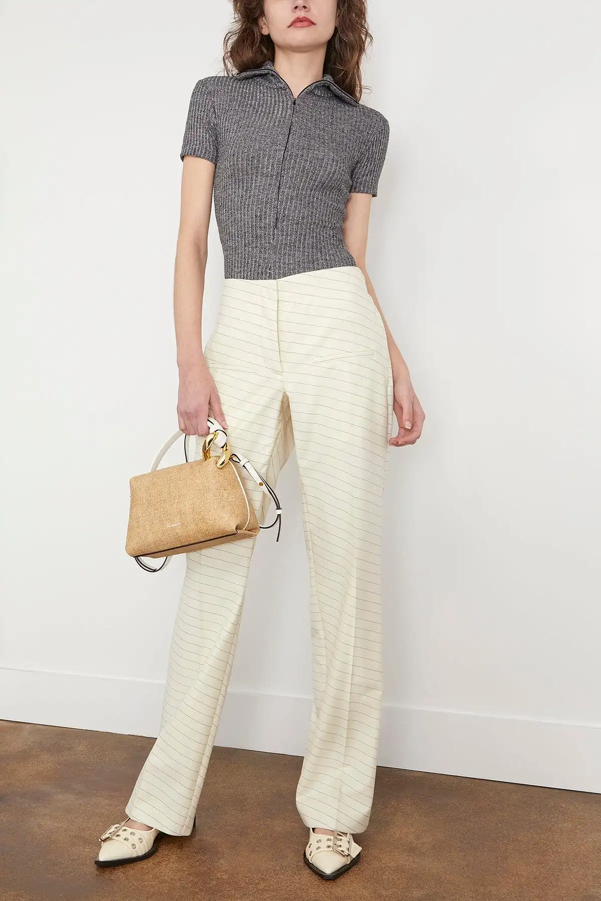 Front Pocket Straight Trousers in Ivory