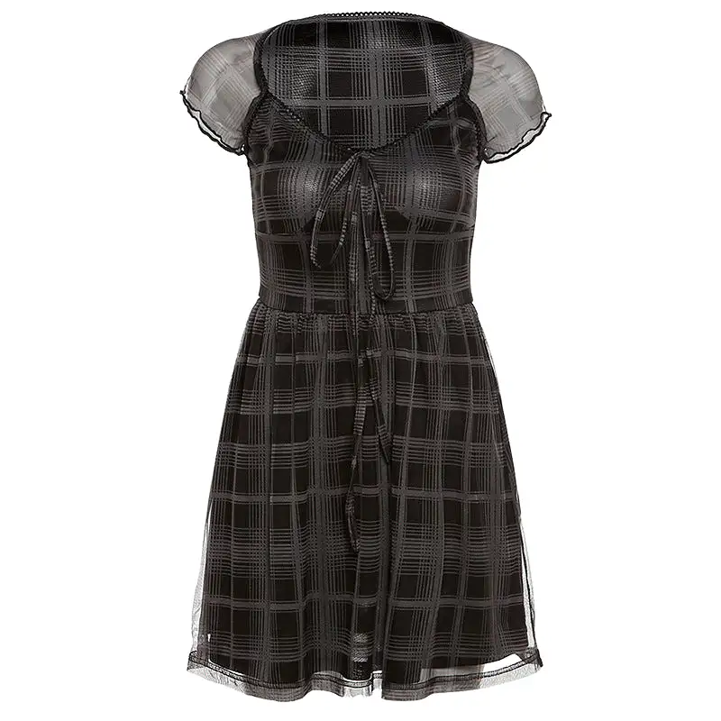 Grey Plaid Dress