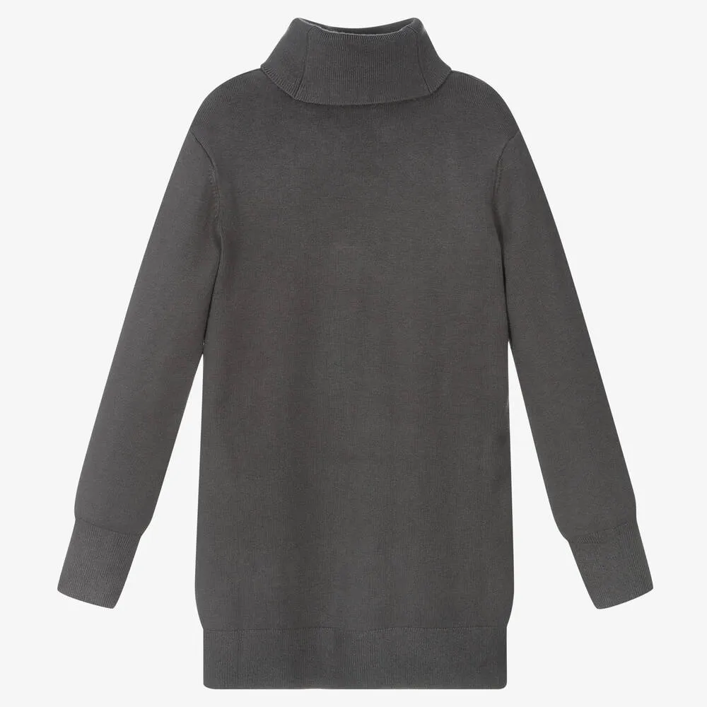 Grey Polo Neck Sweater Dress