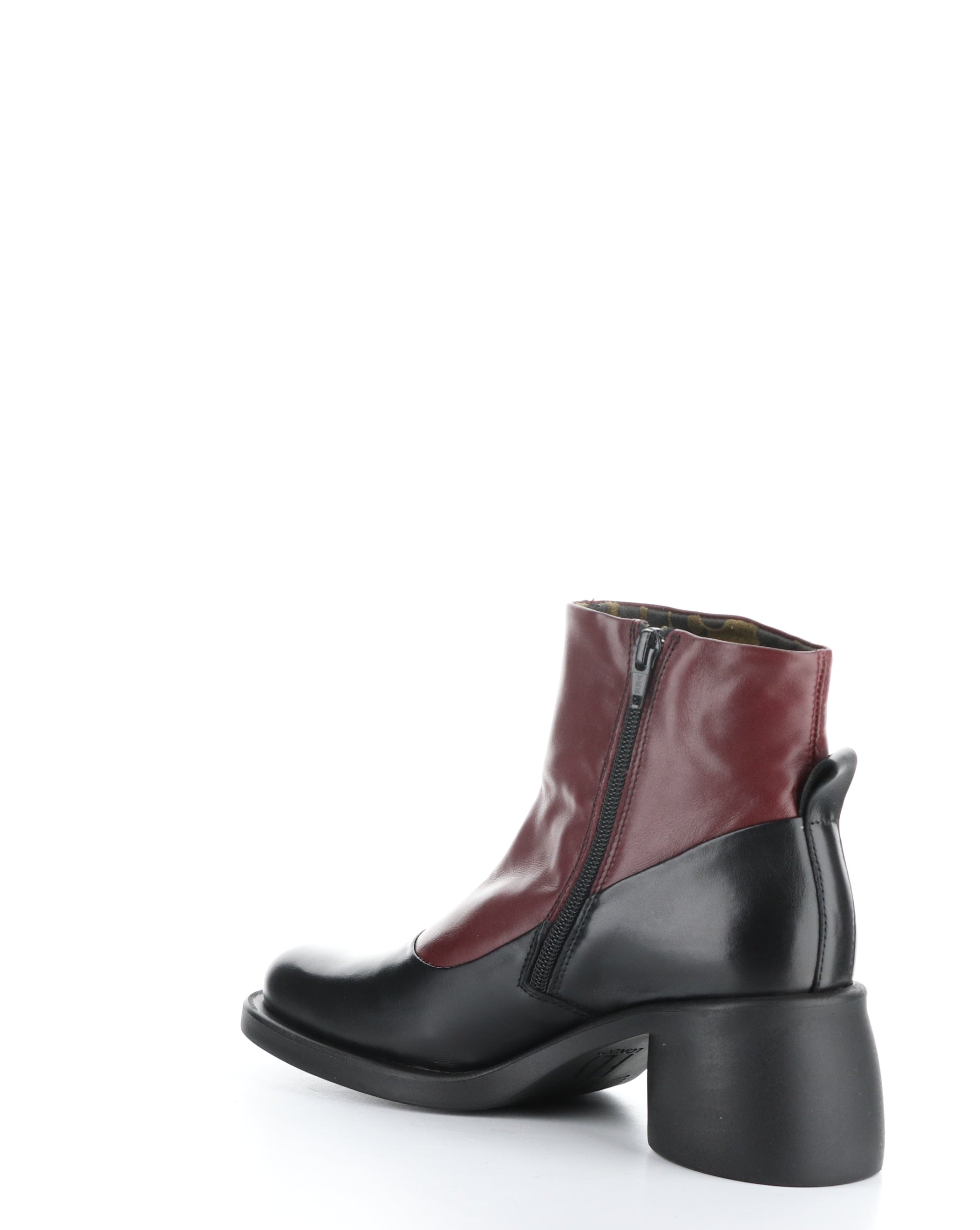 HINT003FLY 002 BLACK/WINE Round Toe Boots