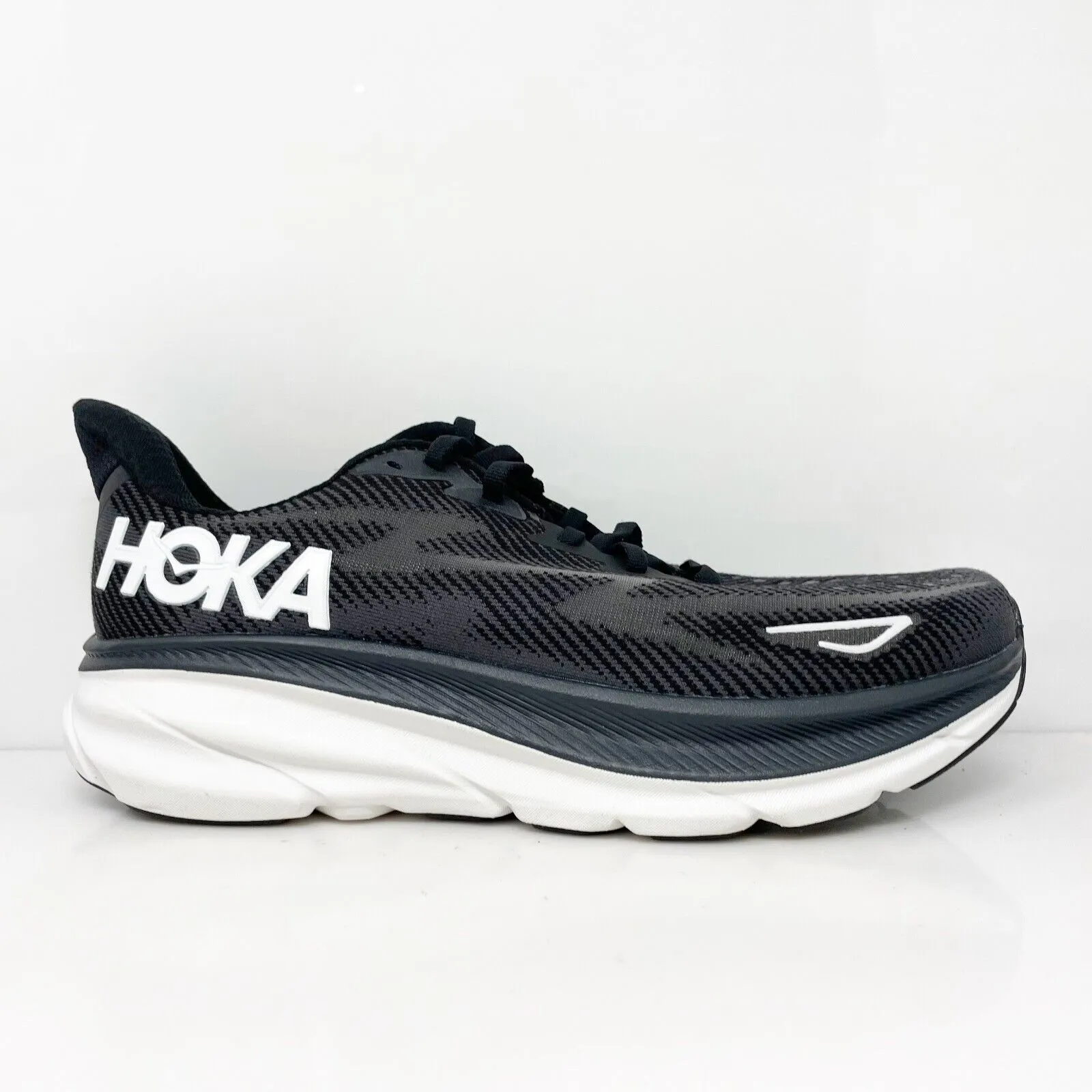 Hoka One One Mens Clifton 9 1127895 BWHT Black Running Shoes Sneakers Size 9 D