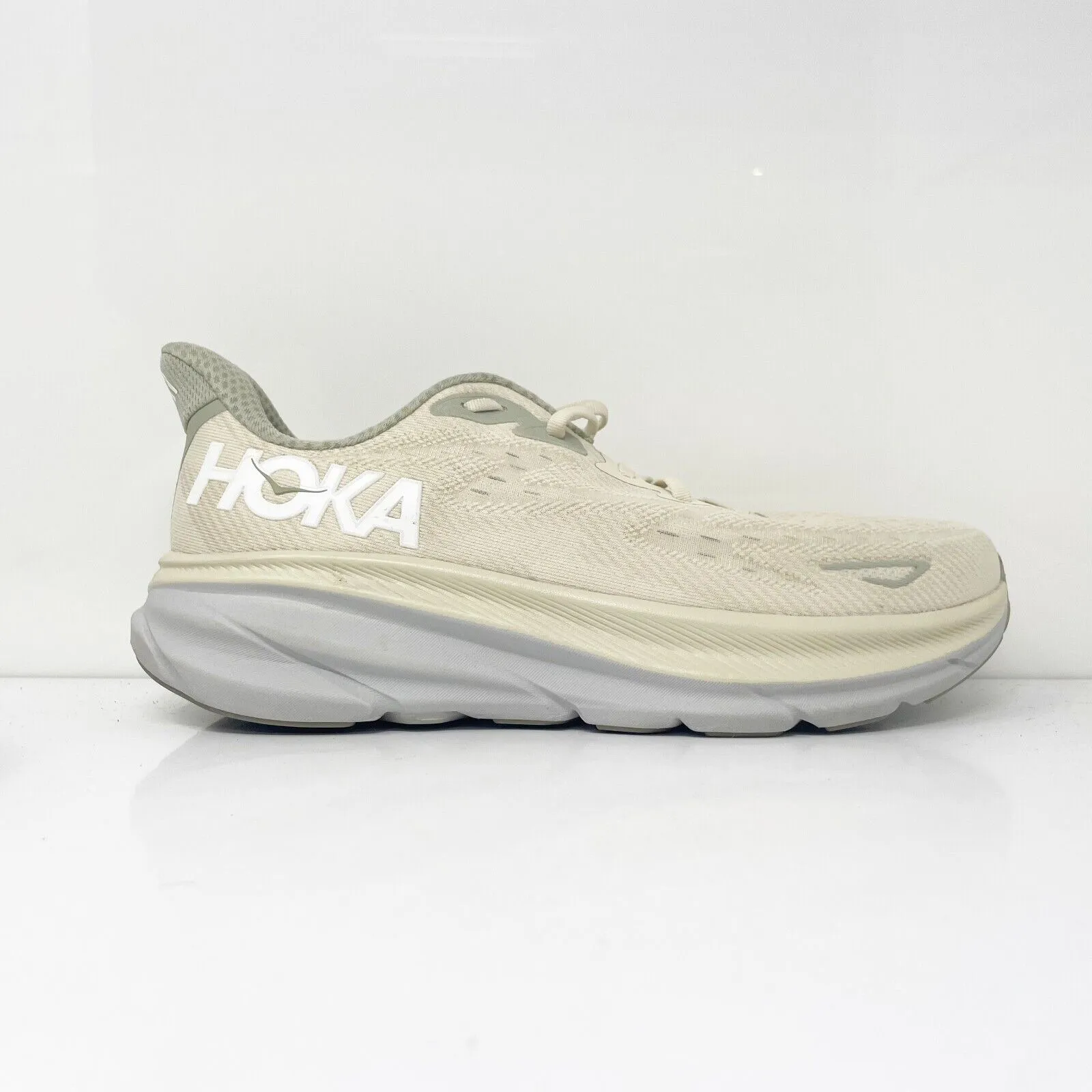 Hoka One One Mens Clifton 9 1127895 OKB Beige Running Shoes Sneakers Size 9.5 D