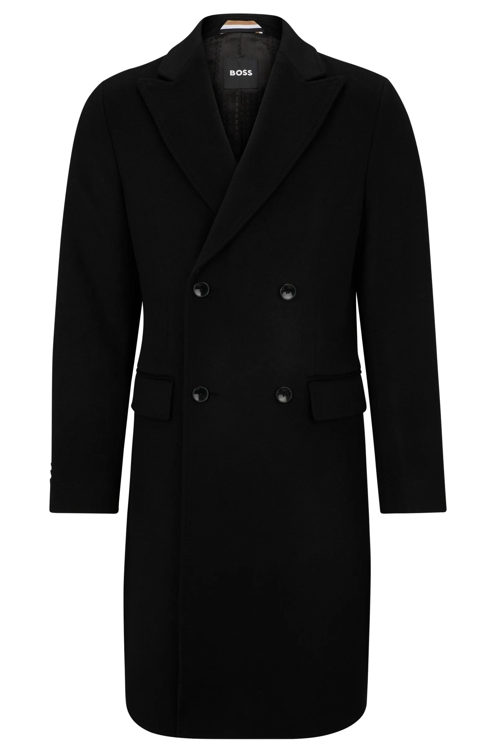 Hugo Boss H-Hyde Double Breast Peak Slim Coat Black