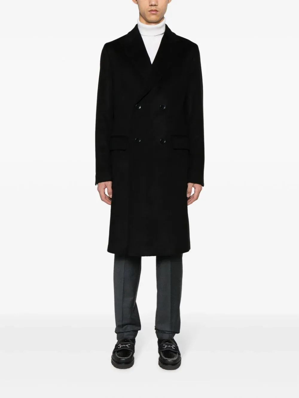 Hugo Boss H-Hyde Double Breast Peak Slim Coat Black