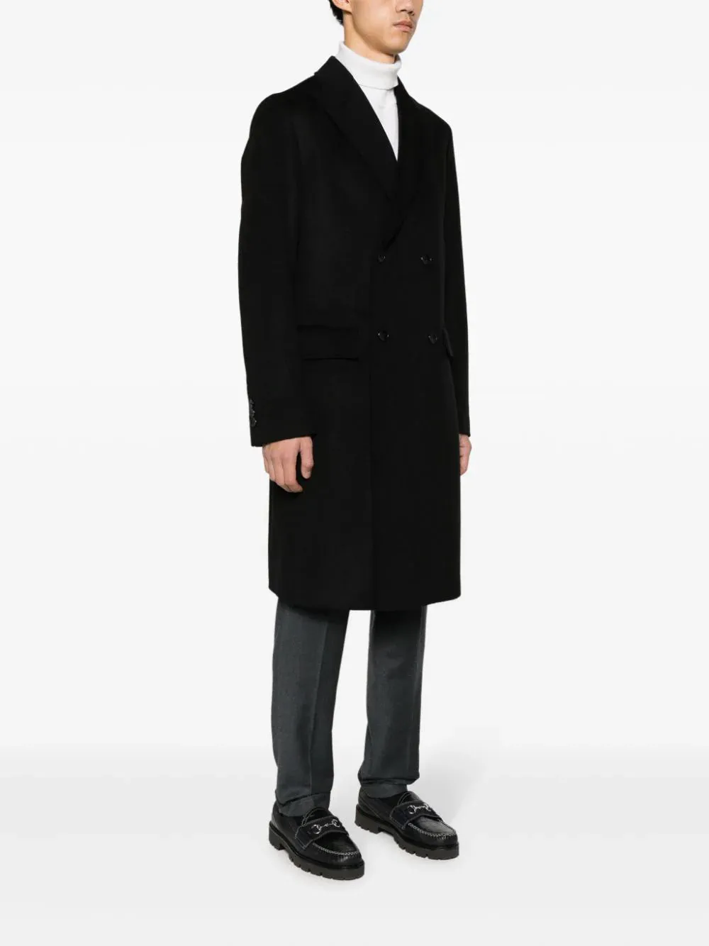 Hugo Boss H-Hyde Double Breast Peak Slim Coat Black