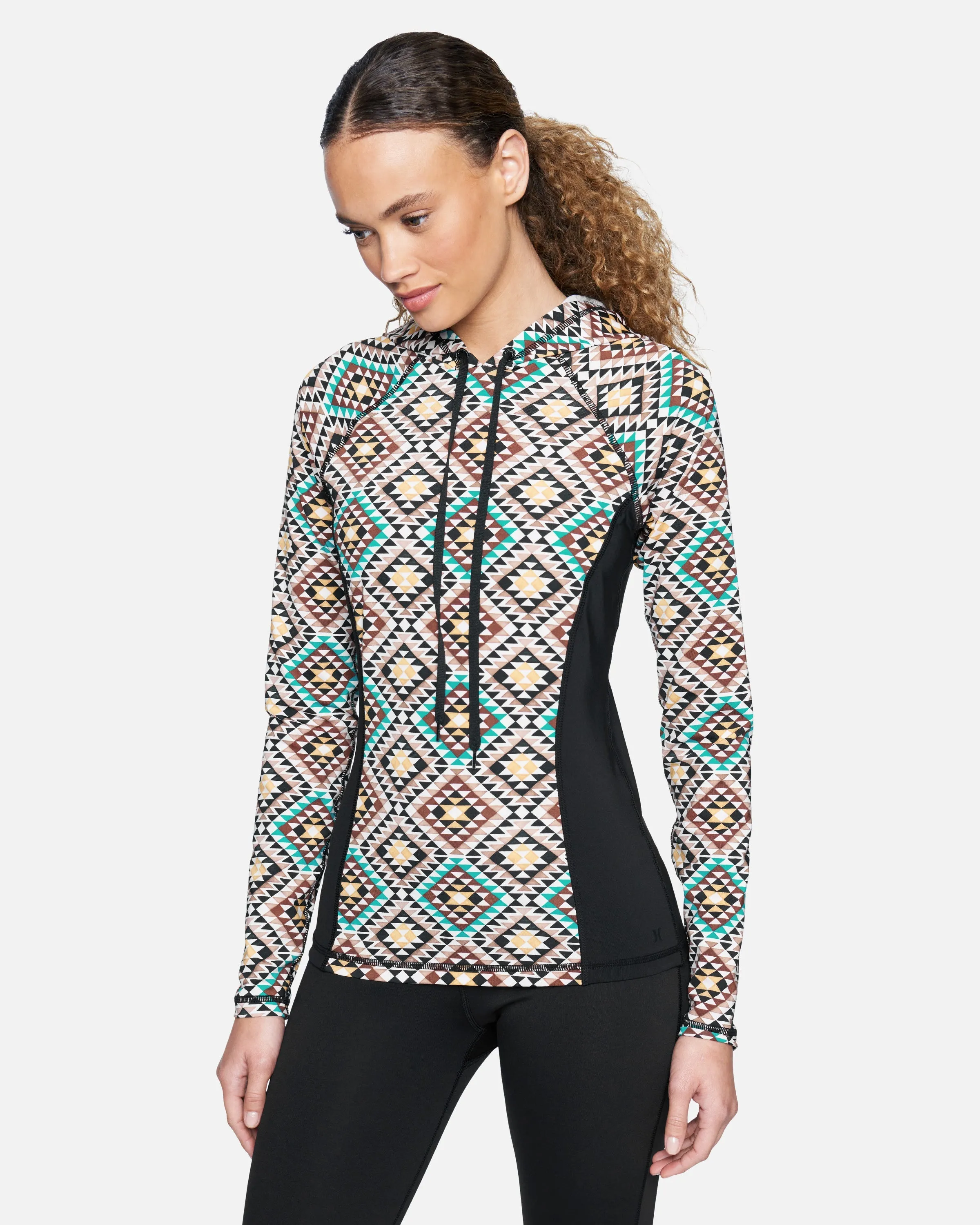 Hurley x Black Girls Surf Mosaic Geo Long Sleeve Hoodie Rashguard