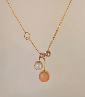 JANE HOLLINGER - 14k Moonstone and Morganite necklace