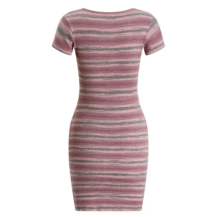 Knit Stripe Square Neck Dress