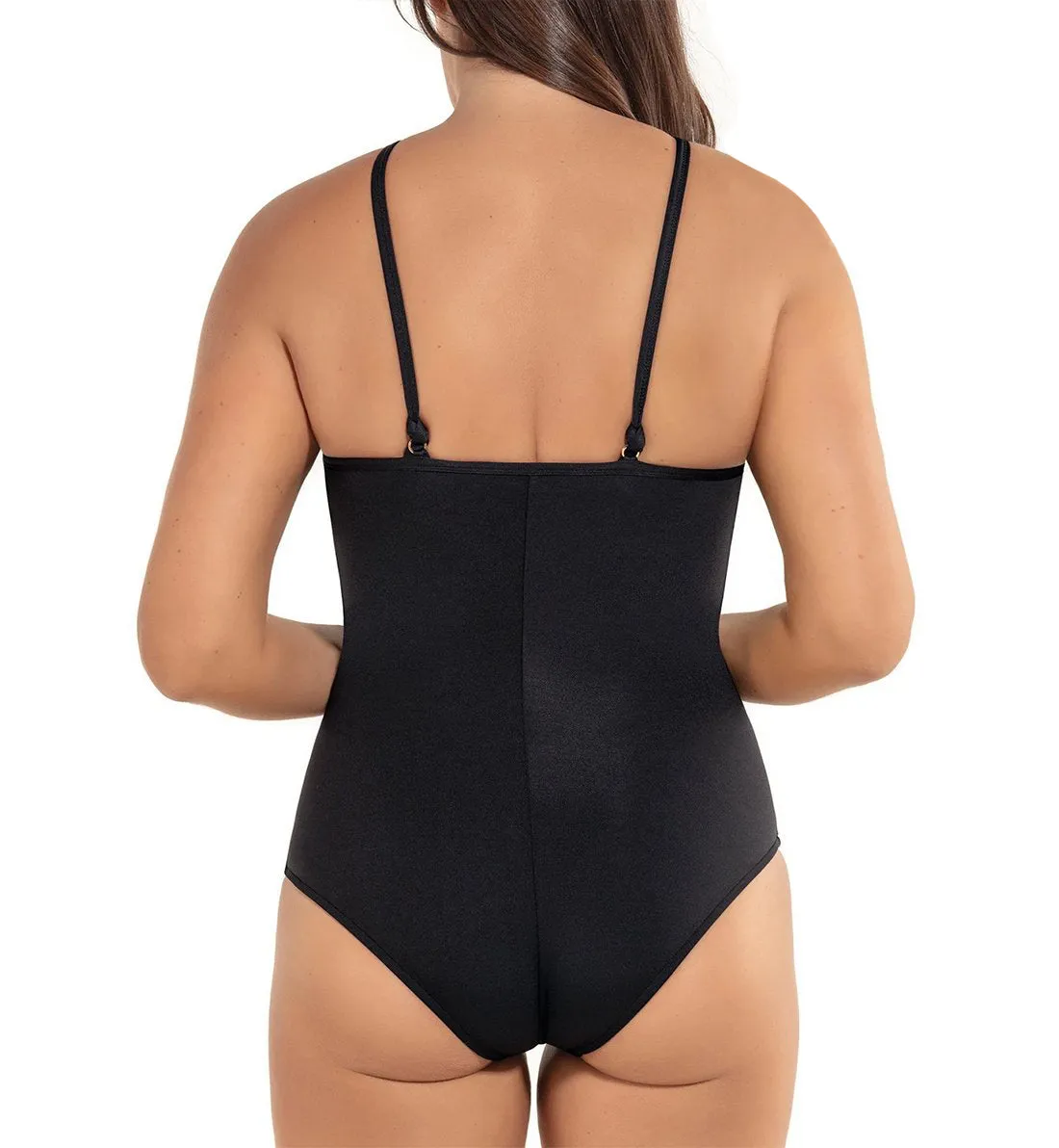 Leonisa Lace High Neck One Piece Swimsuit (190880) - Black