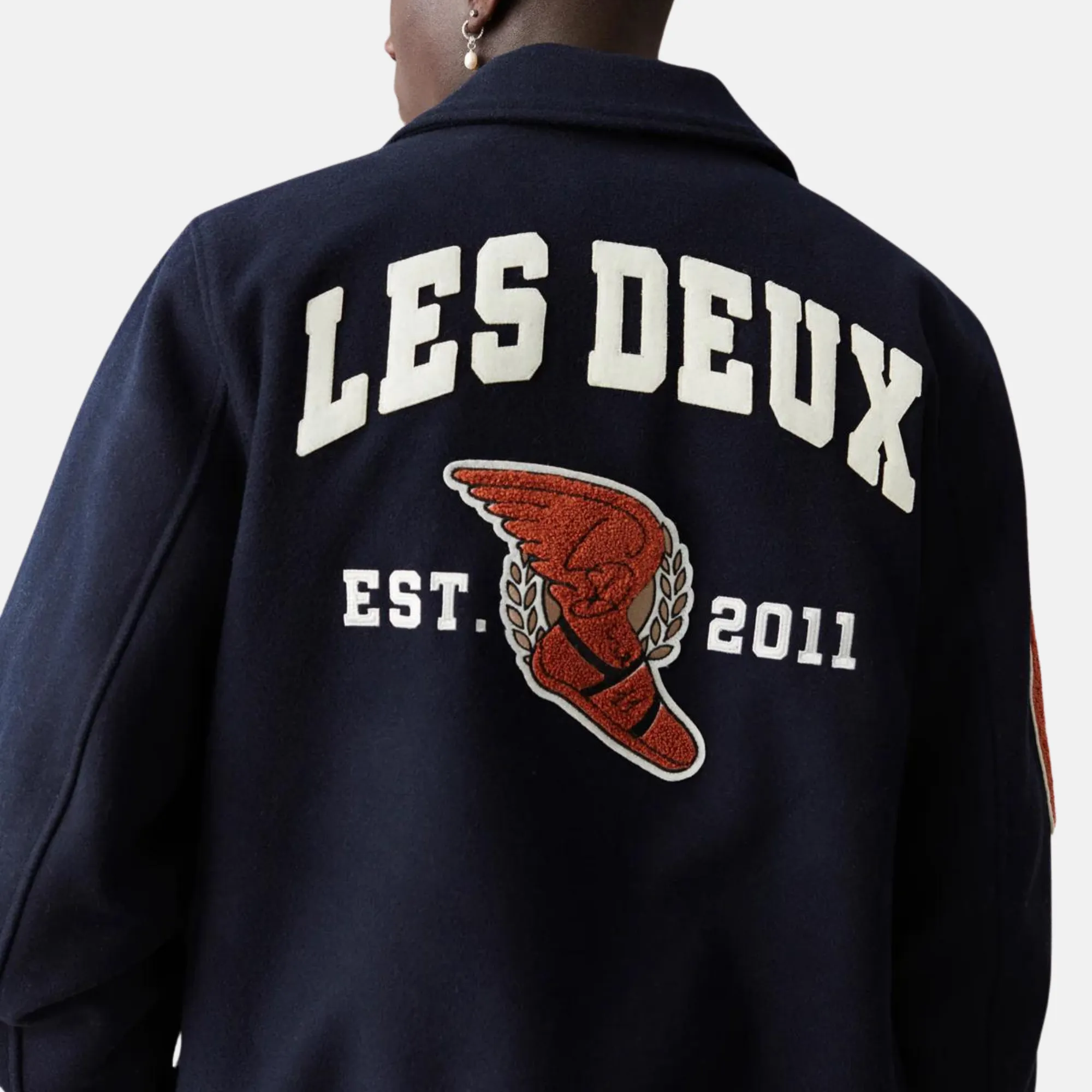 Les Deux Dark Navy Varsity Wool Jacket 4.0