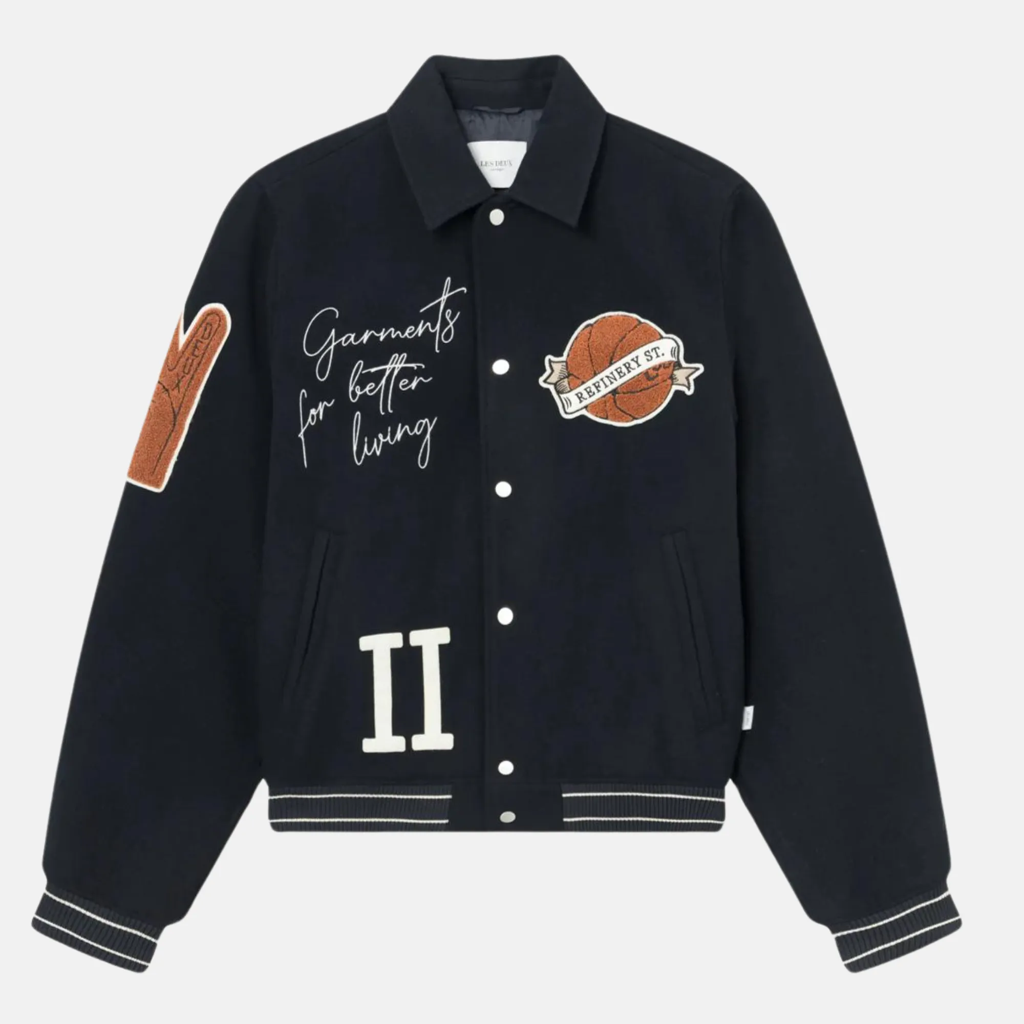 Les Deux Dark Navy Varsity Wool Jacket 4.0