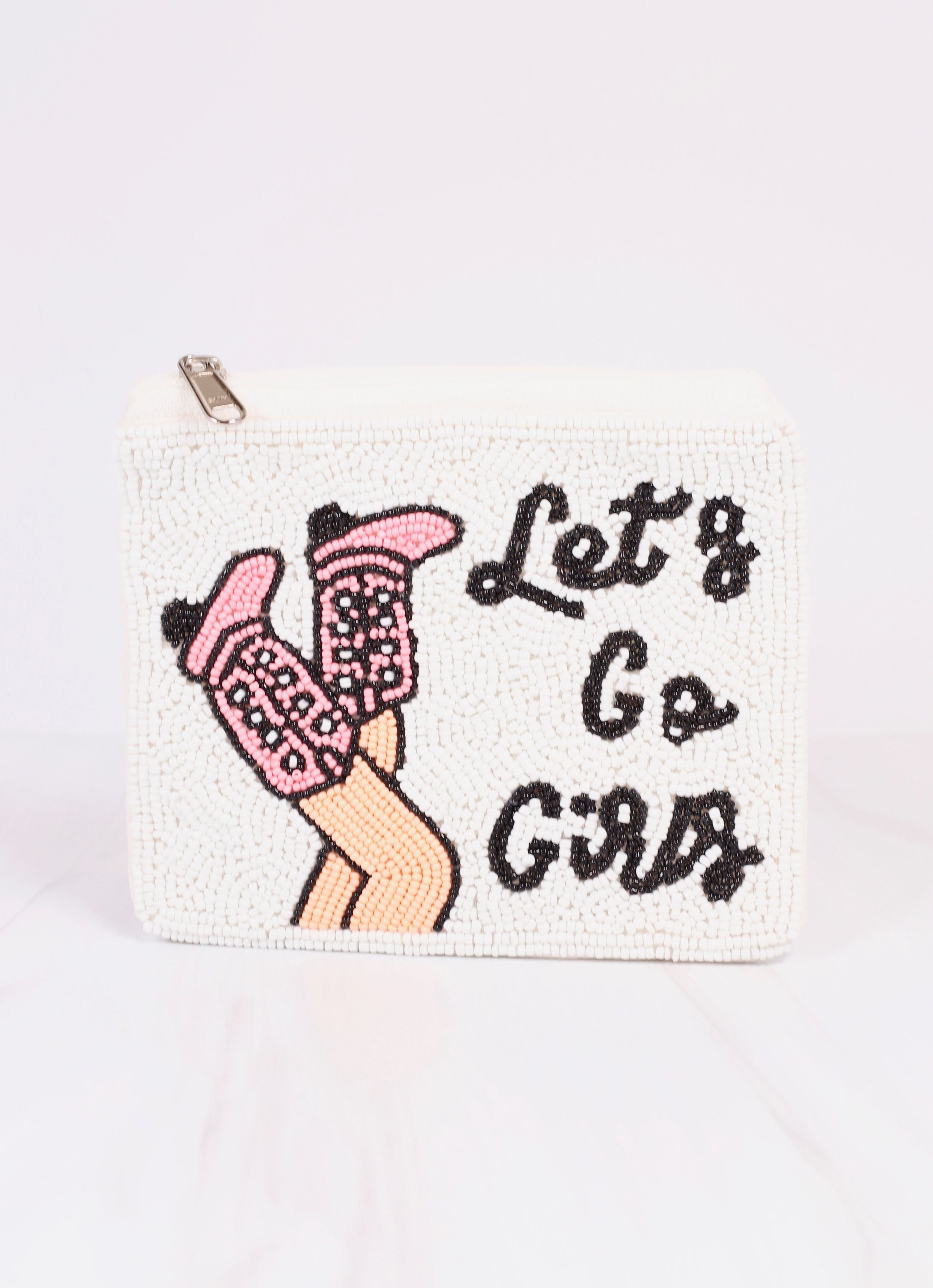 Let's Go Girls Beaded Pouch WHITE