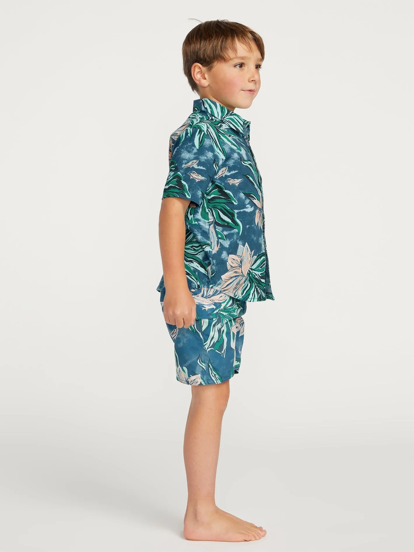 Little Boys Marble Floral Short Sleeve Shirt