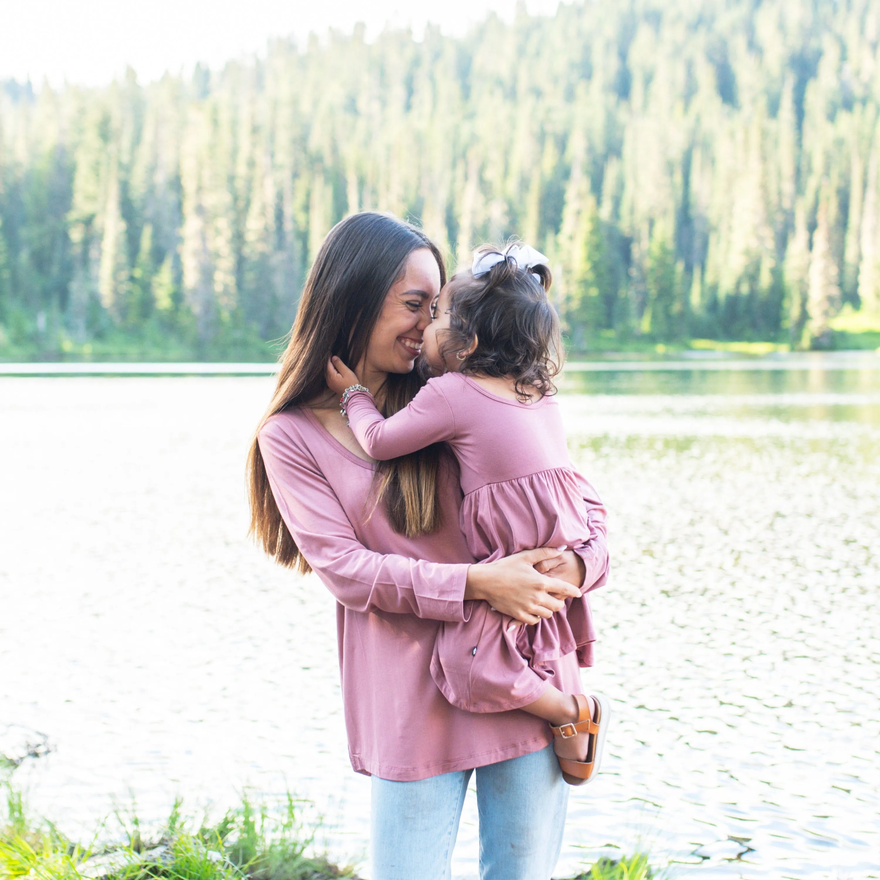 Long Sleeve Twirl Dress in Dusty Rose