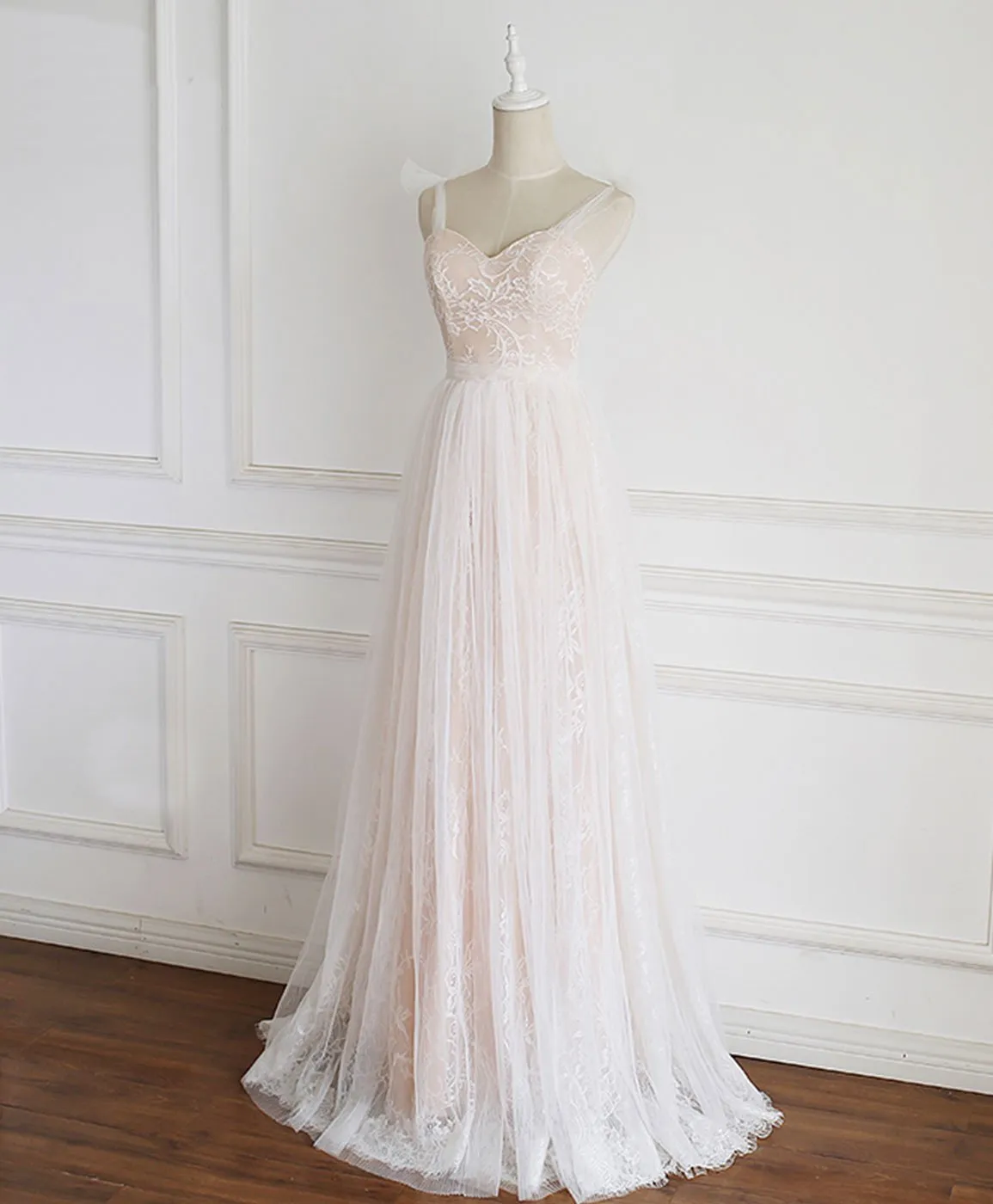 Lovely Simple Sweetheart Pink Straps Long Formal Dress, Pink A-line Party Dress Evening Dress