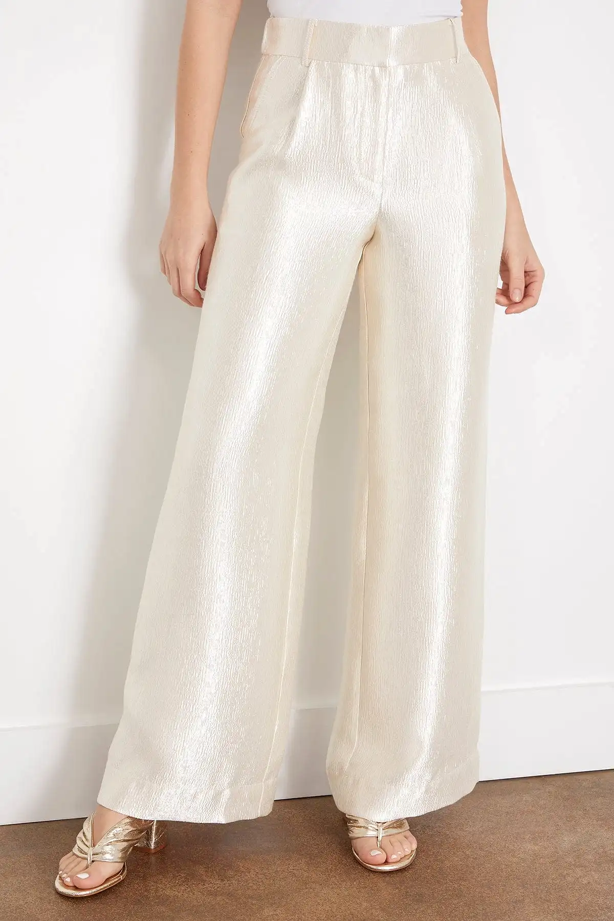 Malcolm Textured Satin Pant in Cream