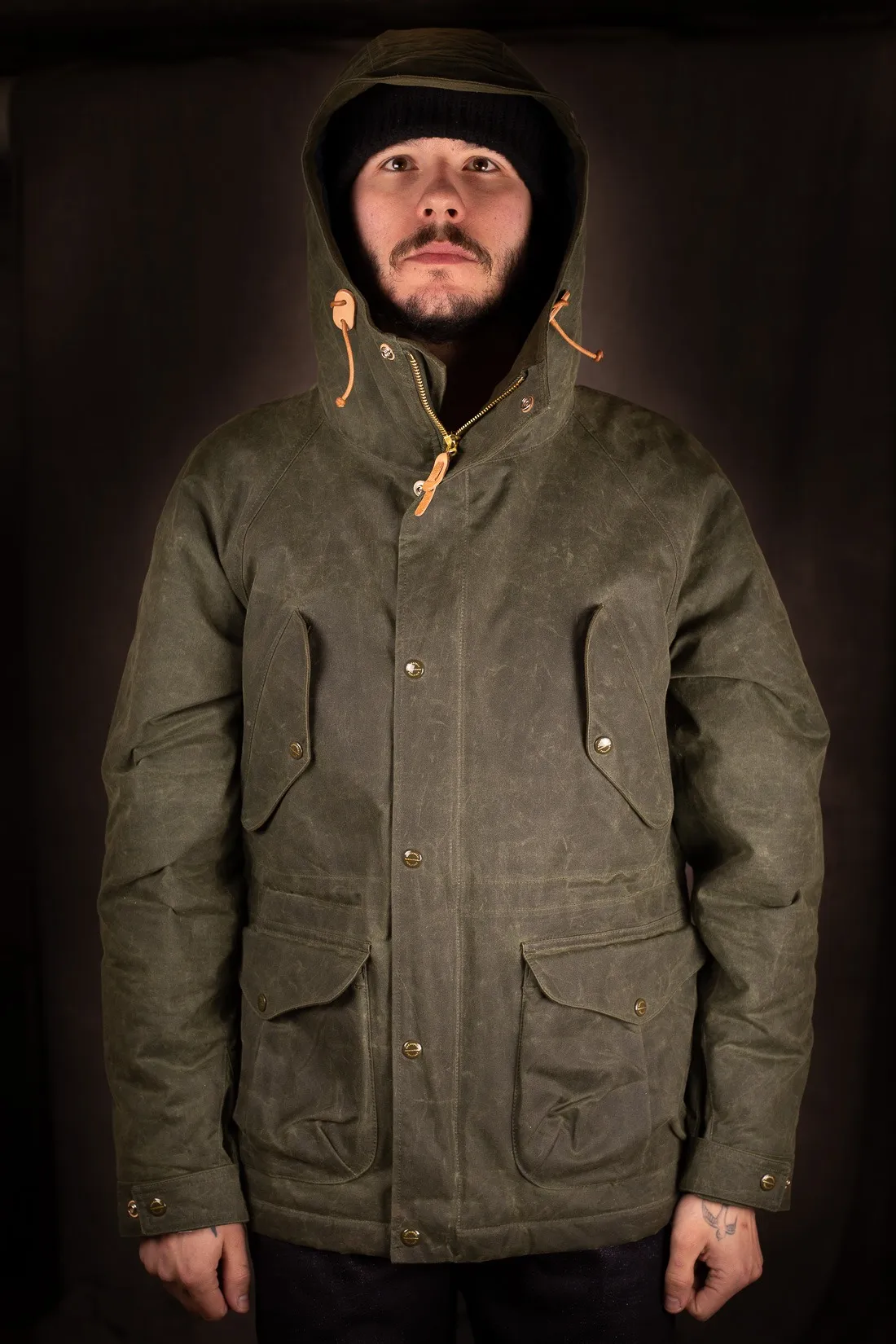 MANIFATTURA CECCARELLI – WOOL PADDED PARKA JACKET WAXED CANVAS 7031-WX Green