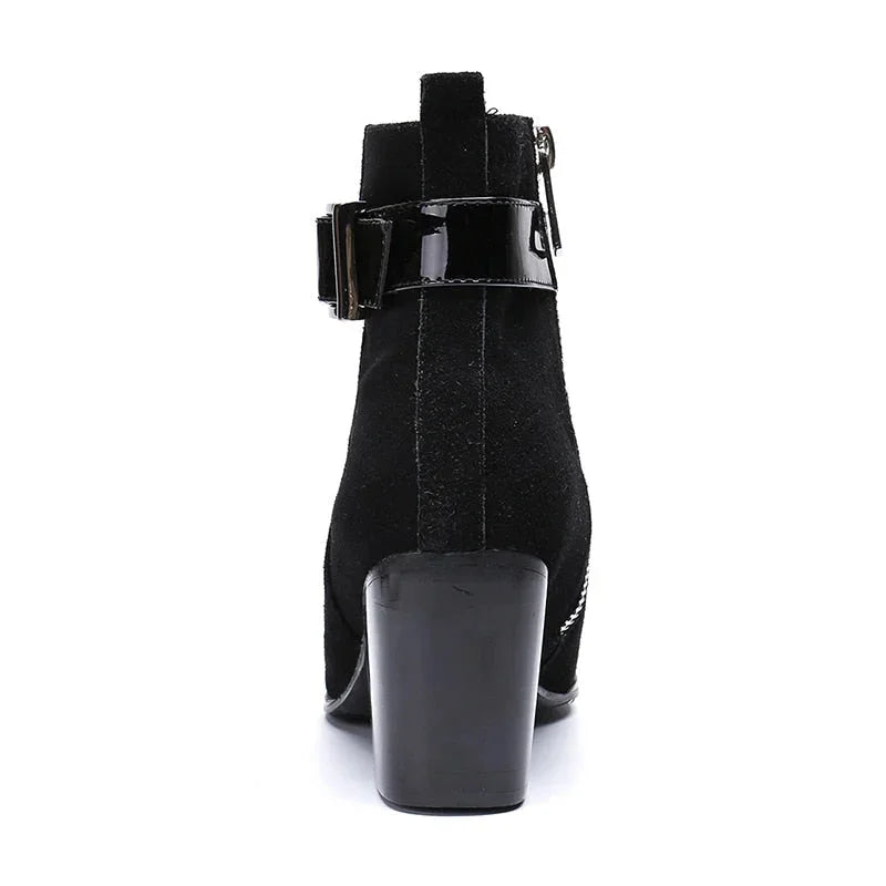 Men's Korean Genuine Leather Pointed Toe Party Zipper Ankle Boots