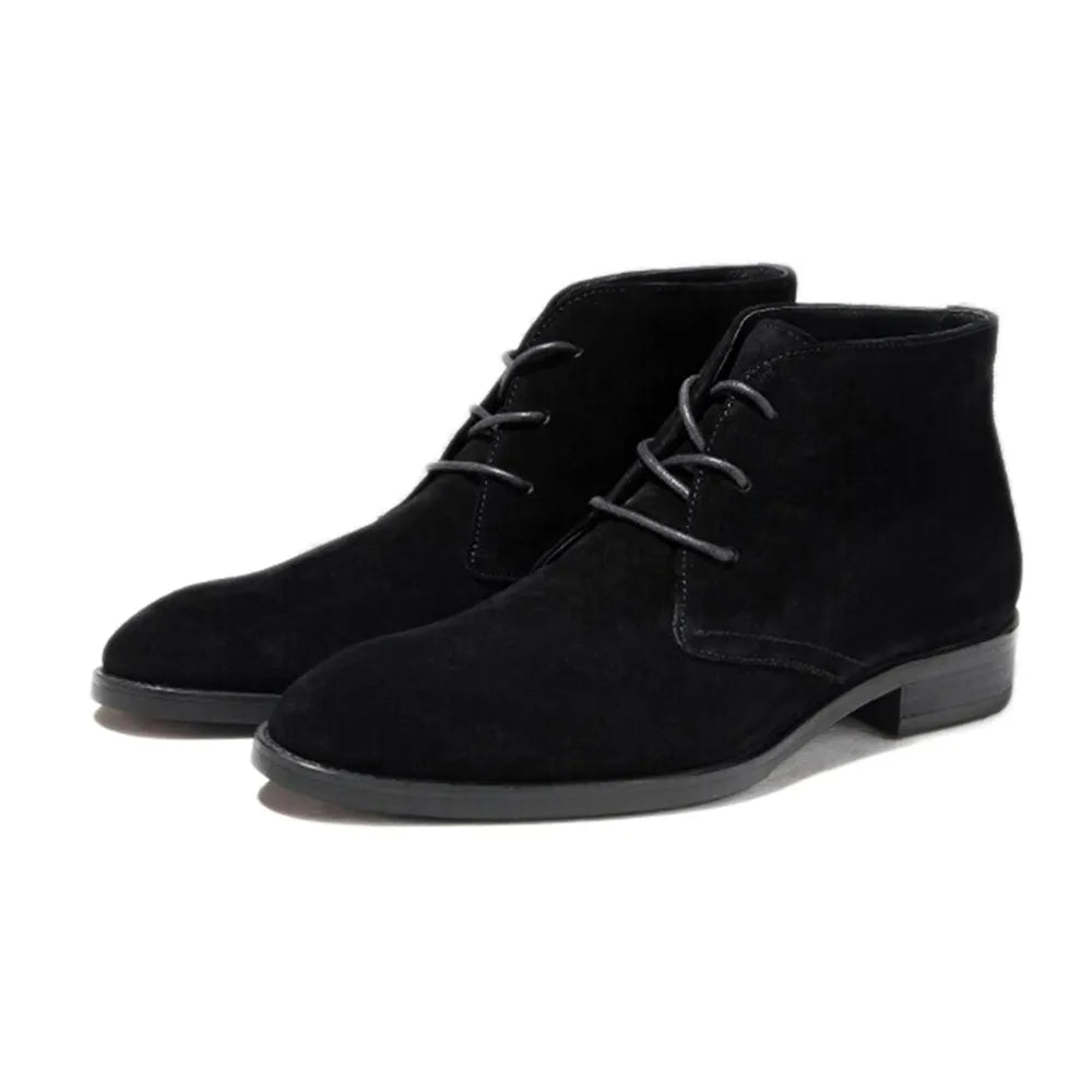 Men's Winter Warm Genuine Leather Lace-up Round Toe Ankle Boots