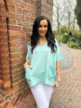 Mint V Neck Pocket Top Harriet