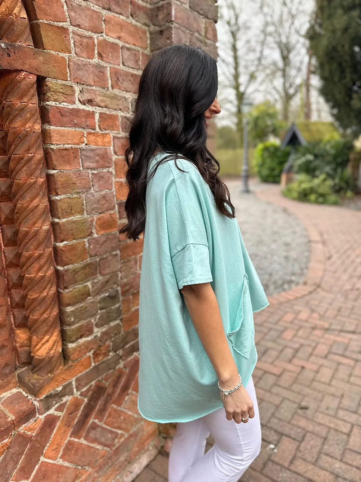 Mint V Neck Pocket Top Harriet