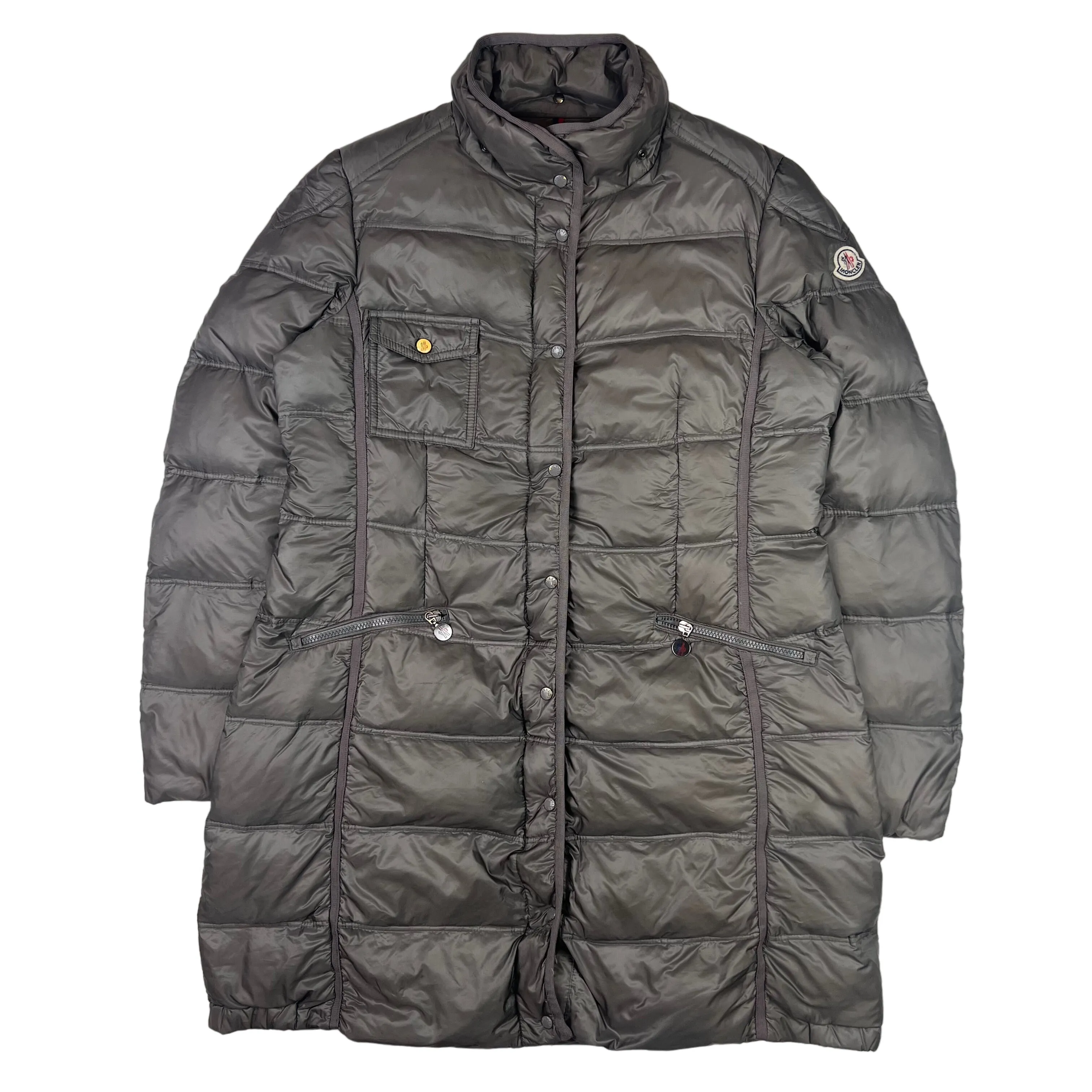 Moncler Romarin Long Down Filled Parka Jacket Grey