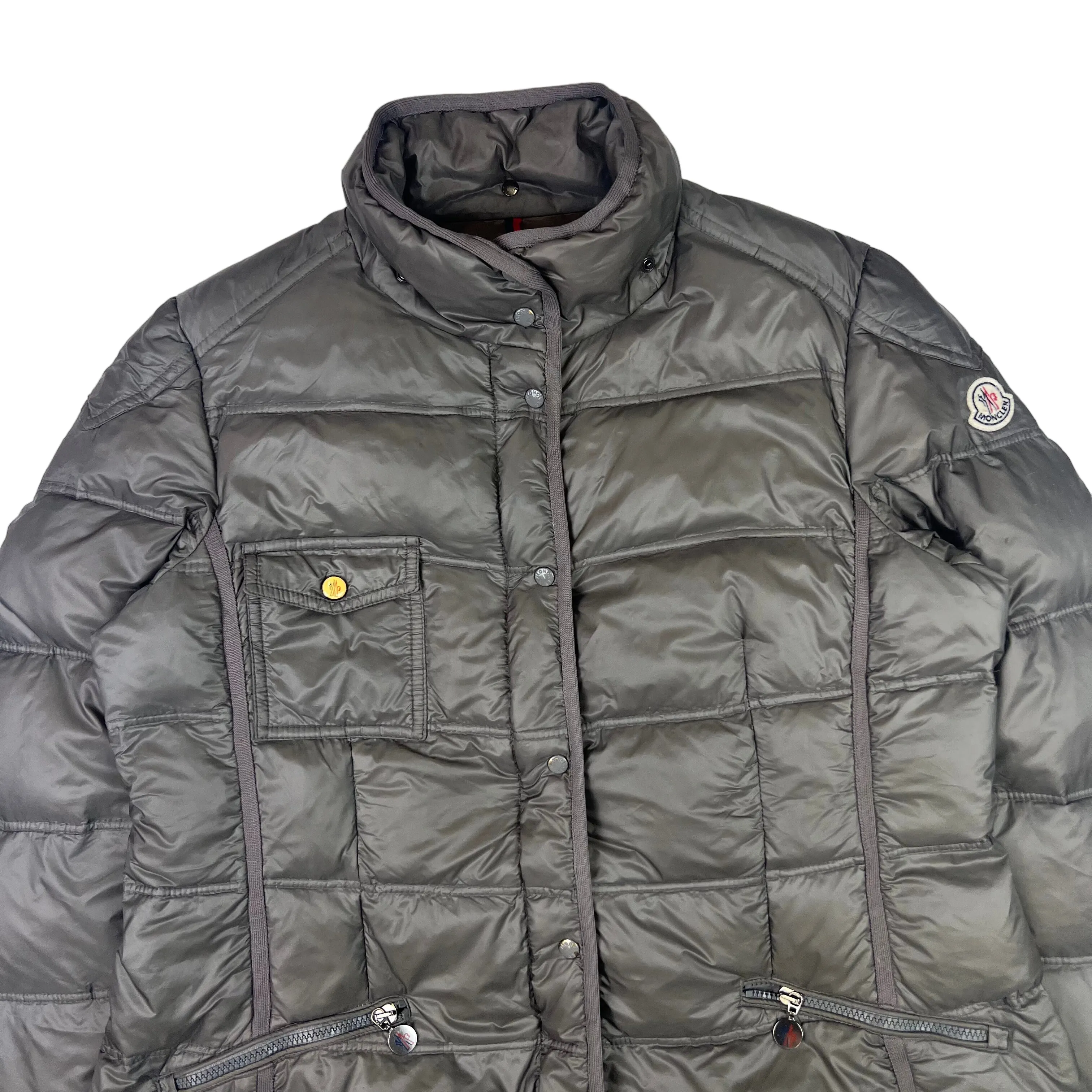 Moncler Romarin Long Down Filled Parka Jacket Grey