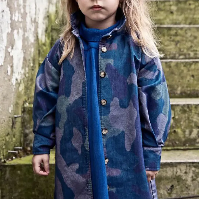 Morley Child Moon Shirt Dress Navy Blue Camoflauge