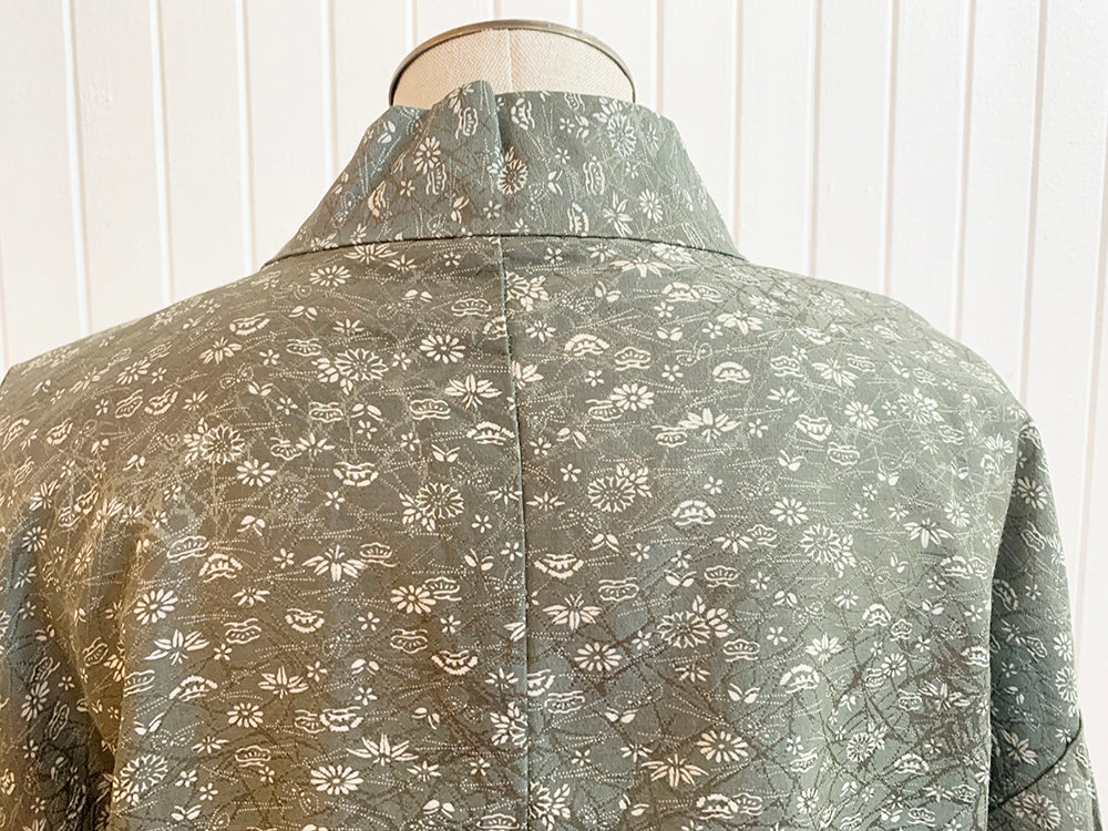 New Arrival ! Vintage Haori/Kimono Green Floral 1980s