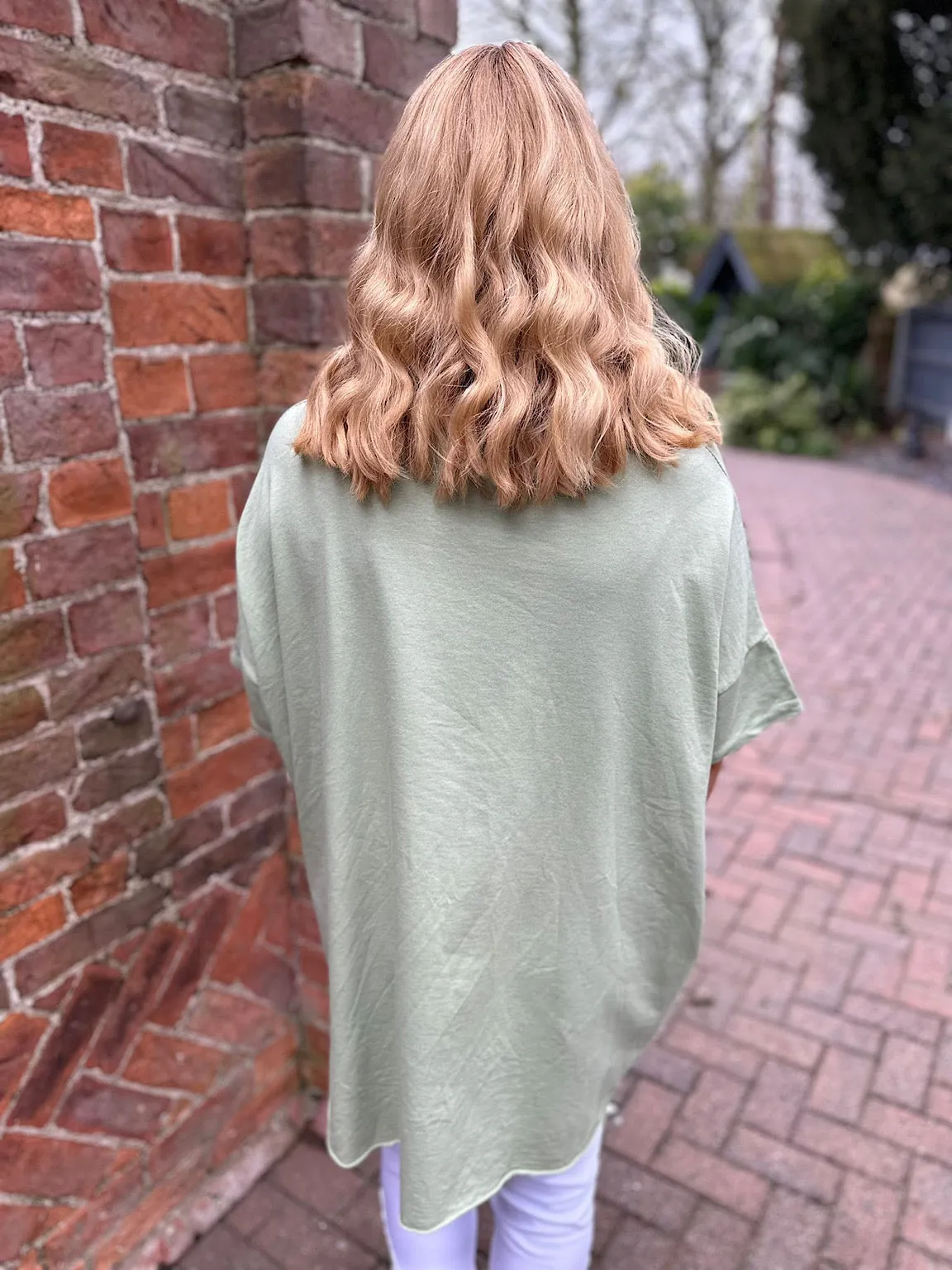 Olive V Neck Pocket Top Harriet