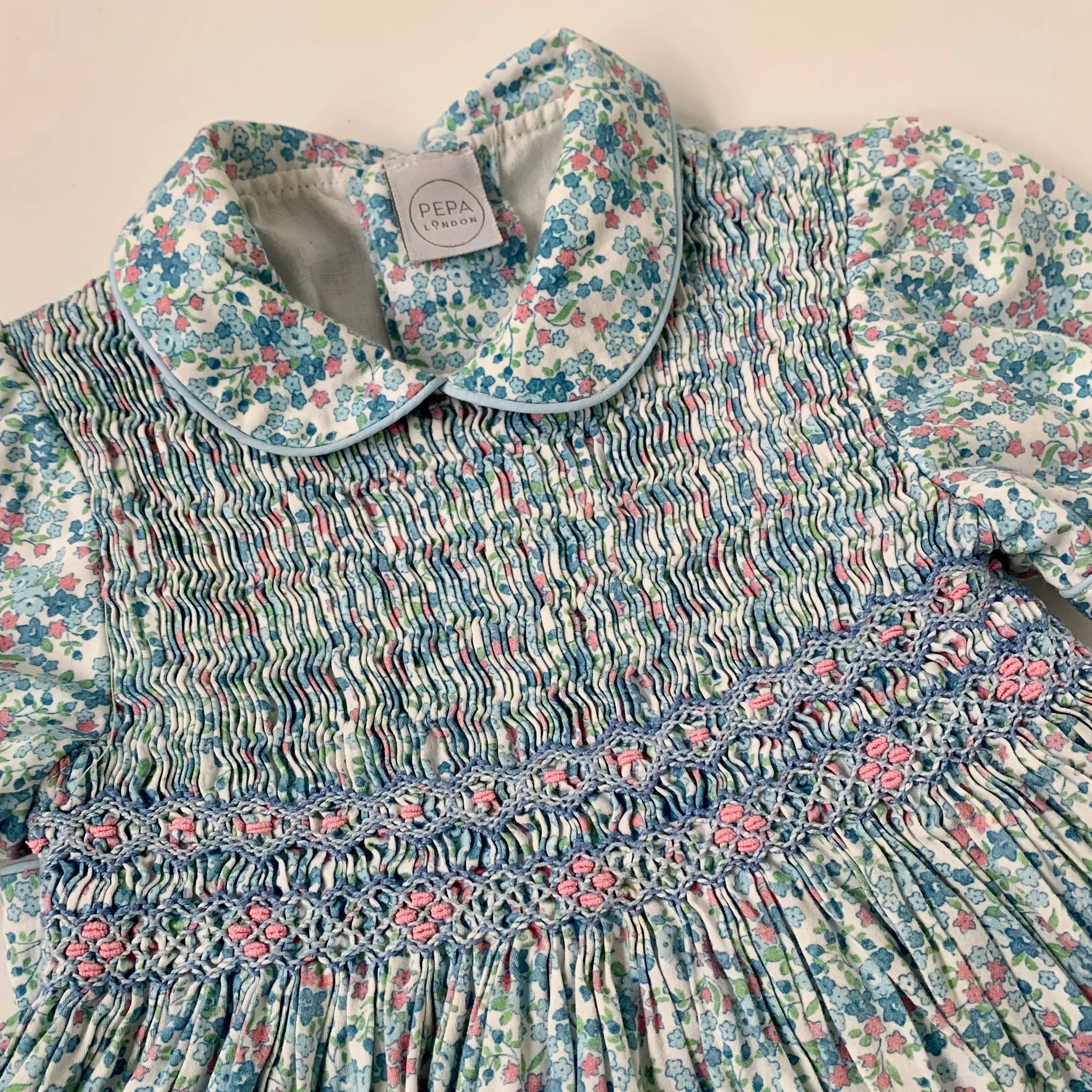 Pepa & Co Blue Liberty Print Smocked Dress: 5 Years