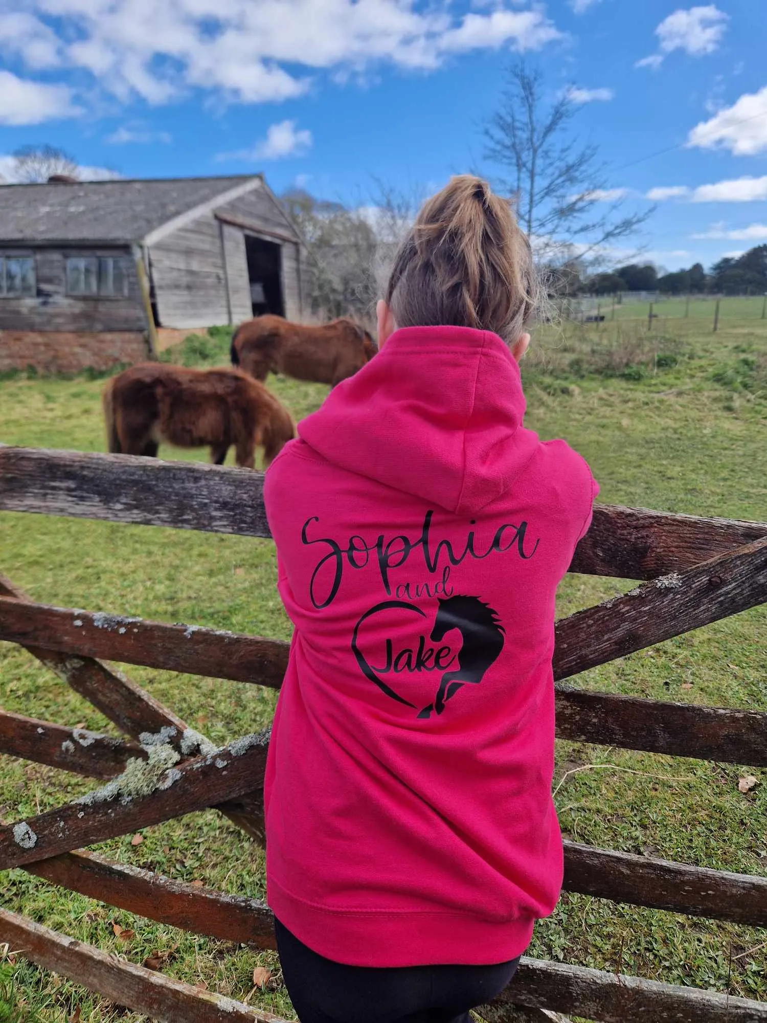 Personalised Equestrian Hoodie Kids - Heart & Horse Design