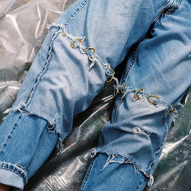 Pieced D ring jeans