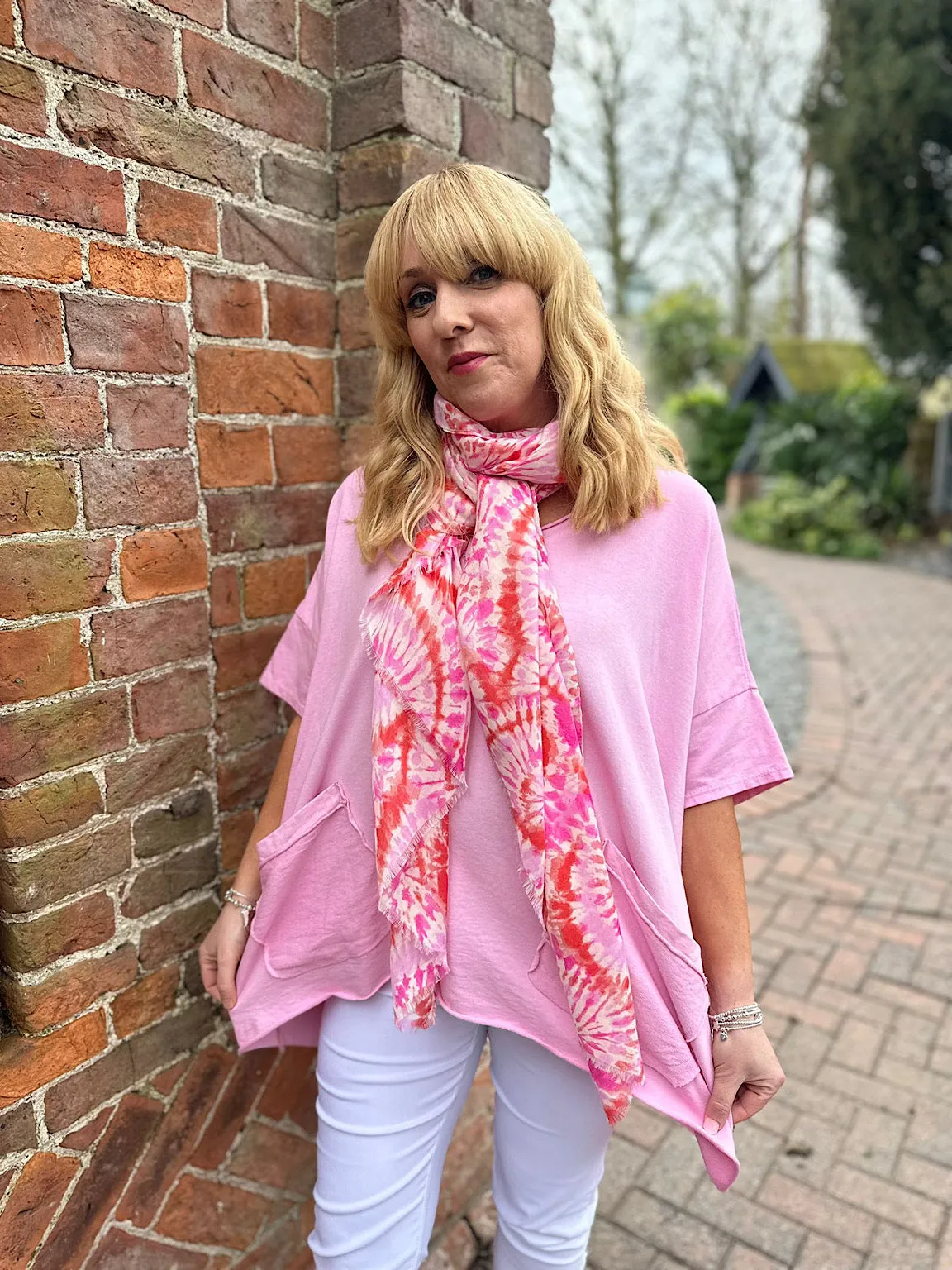 Pink V Neck Pocket Top Harriet