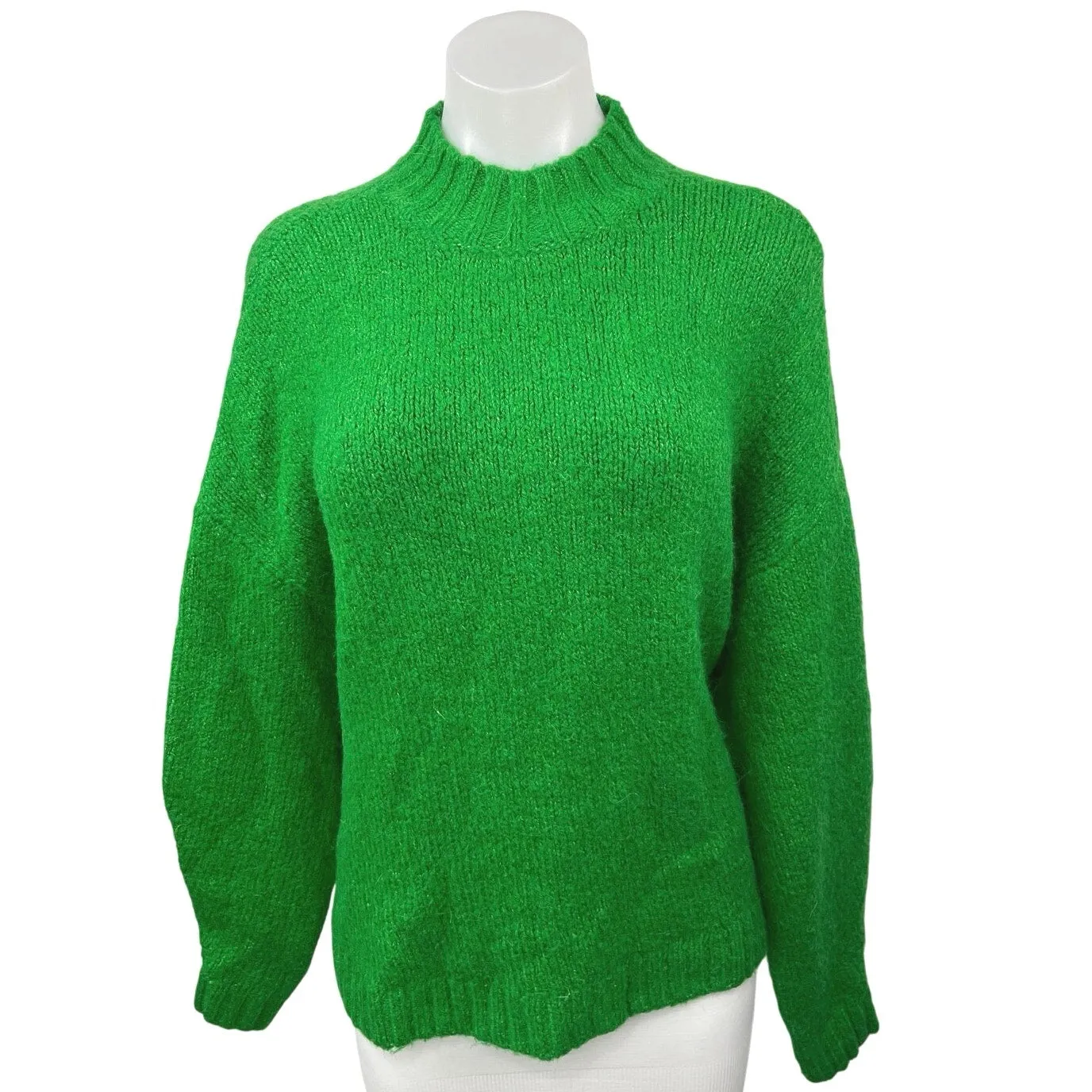 Pistola Women's Green Wool Alpaca Mock Neck Long Sleeve Pullover Sweater Top S