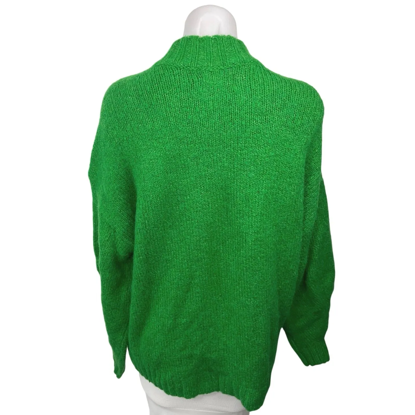 Pistola Women's Green Wool Alpaca Mock Neck Long Sleeve Pullover Sweater Top S