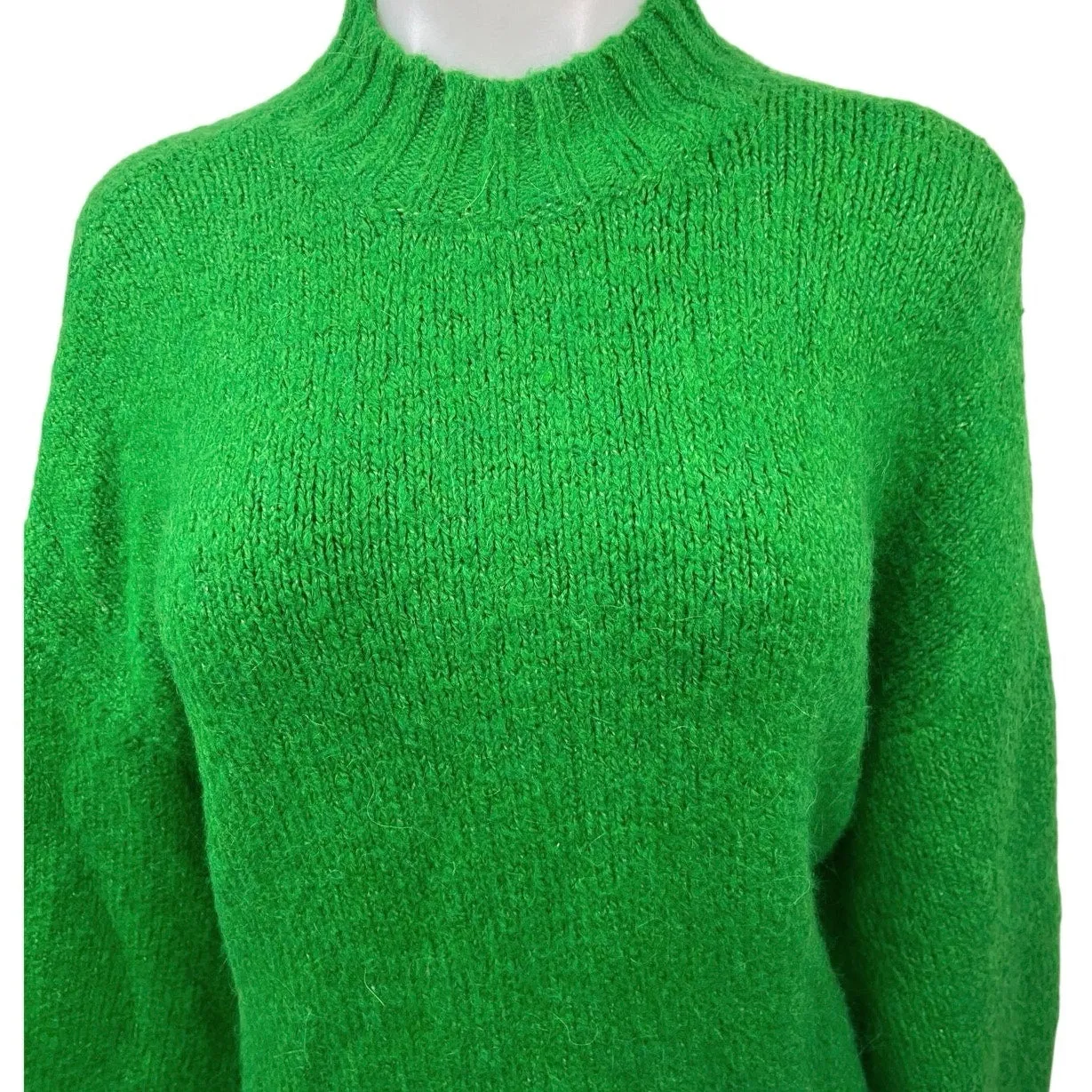 Pistola Women's Green Wool Alpaca Mock Neck Long Sleeve Pullover Sweater Top S