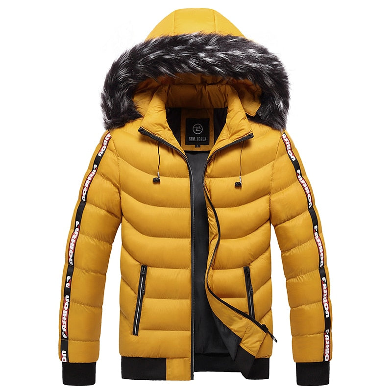 Plus Size Men's Casual Letter Pattern Zipper Thermal Winter Jacket