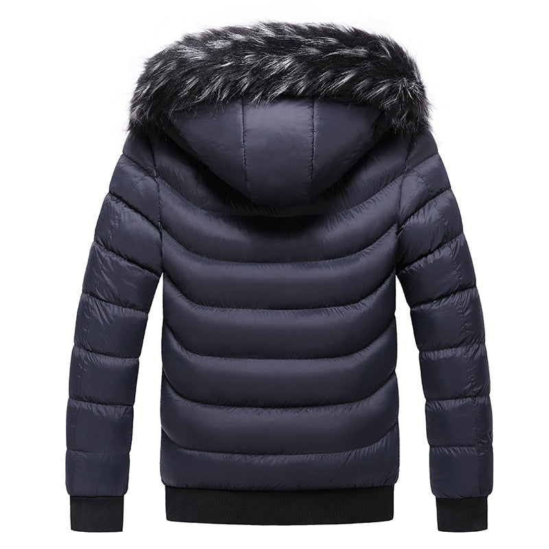 Plus Size Men's Casual Letter Pattern Zipper Thermal Winter Jacket