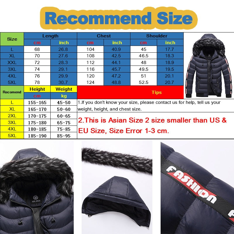 Plus Size Men's Casual Letter Pattern Zipper Thermal Winter Jacket