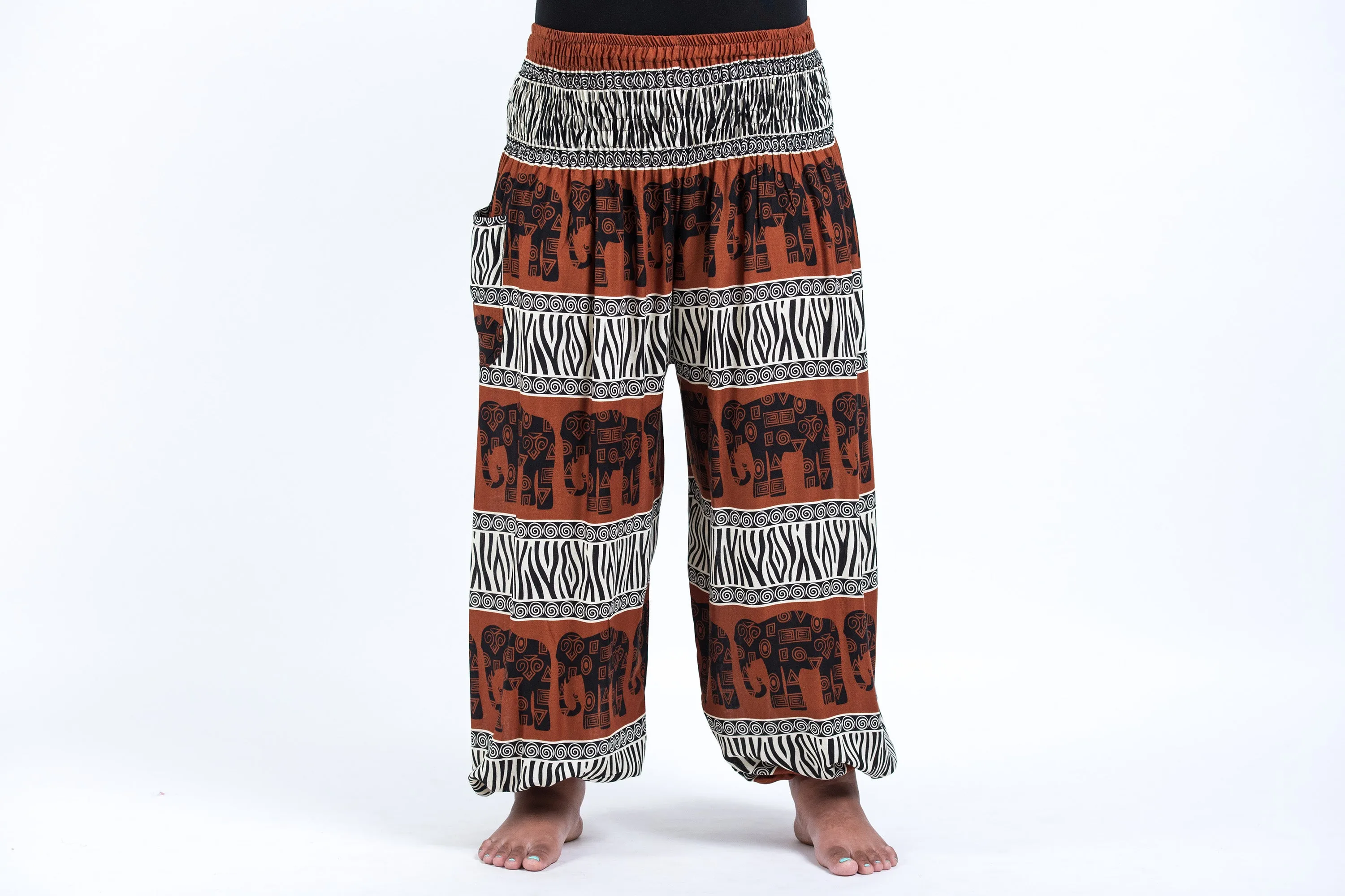 Plus Size Safari Elephant Women's Elephant Pants in Brown