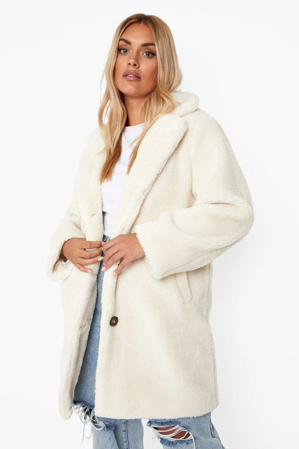 Plus Teddy Faux Fur Coat