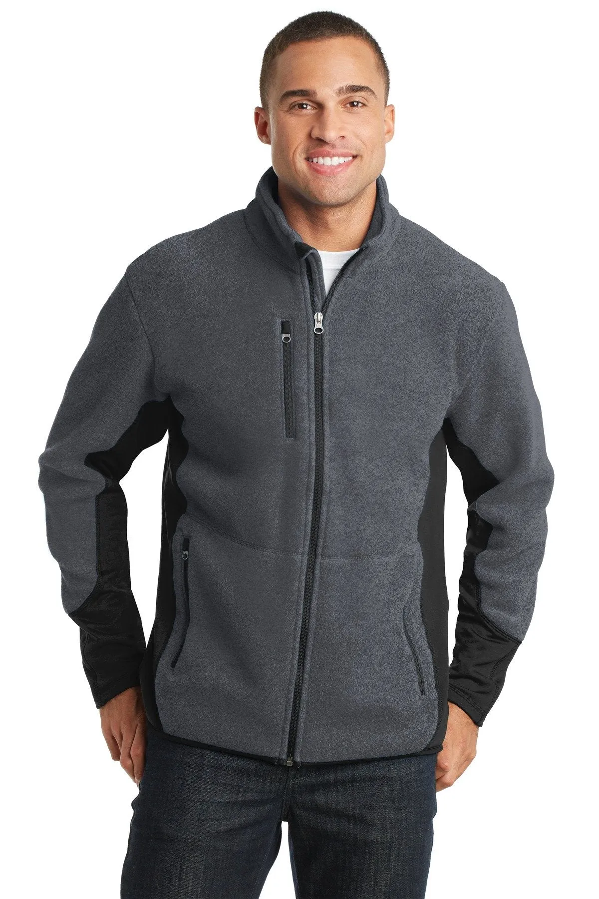 Port Authority R-Tek Pro Fleece Full-Zip Jacket F227 Charcoal Heather/ Black