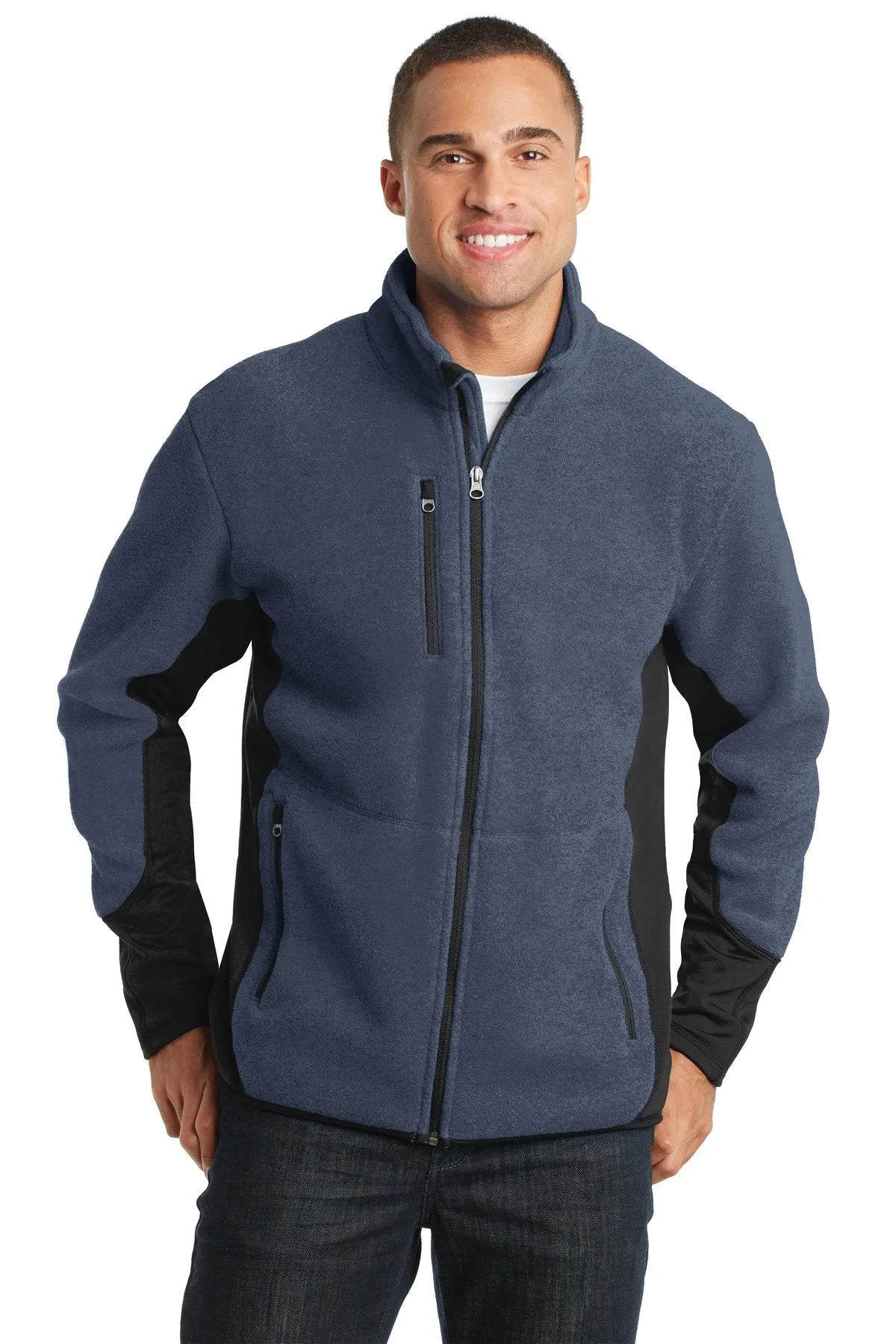 Port Authority R-Tek Pro Fleece Full-Zip Jacket F227 Navy Heather/ Black