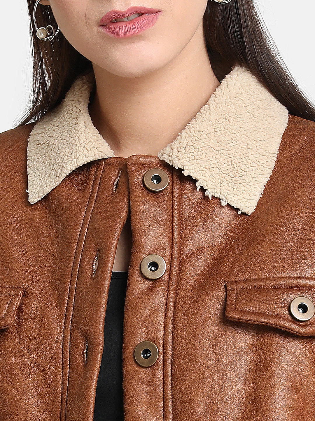 Pu Jacket With Fur Detail