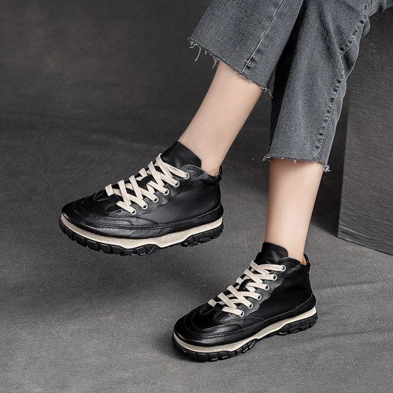 R2366 Women's Casual Shoes - Leather Handmade Flat Sneakers