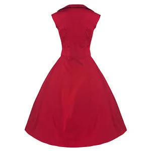 Red 50s Swing Bow Dress