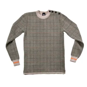 Reverse Knit Hunt Plaid 4 Button Sweater