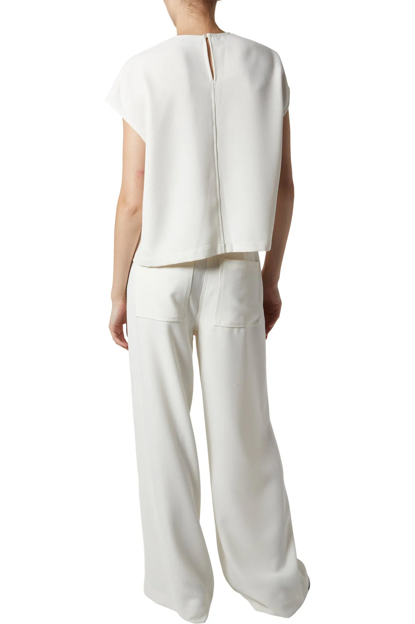 Saint Art Neve Crepe Pant in Ivory Crepe