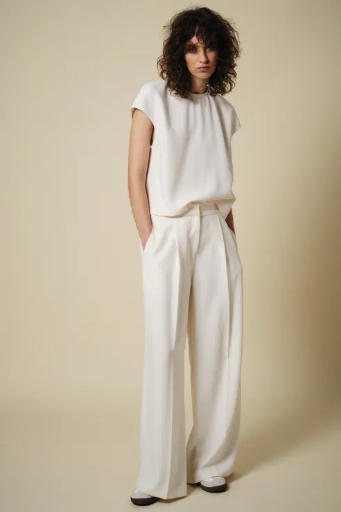 Saint Art Neve Crepe Pant in Ivory Crepe